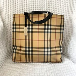 BURBERRY Nova Check Classic Plaid Tote Bag Purse
